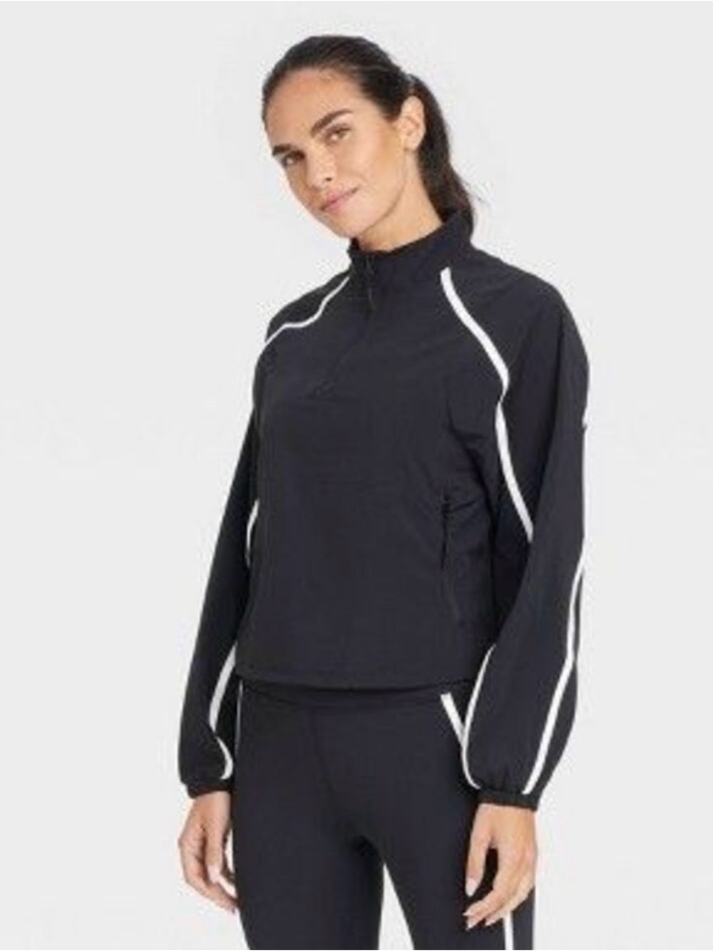 NEW JoyLab Women's Woven Piped 1/2 Zip Windbreaker sz. Large